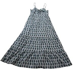 New Dizzy Lizzy Dress Womens Small Petite Maxi White Tiered Alisa Floral Block